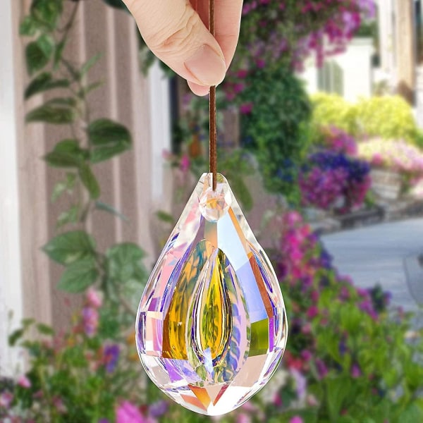 3 Pcs Crystal Prism Pendants Rainbow Maker Ornament Suncatcher With Chain For Sun Catcher Window Garden Home Decoration (76mm