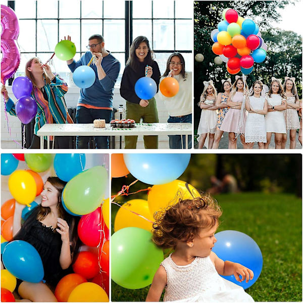 100 st partyballonger, 12 tum premium assorterade färgglada ballonger för födelsedag, fest, jul, bröllop, årsdag (FMY)