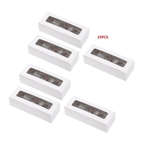 25 stykker Macaron-bokser med klart utstillingsvindu Macarons-beholder eller emballasjesett for sjokoladedesserter Kake A (FMY)