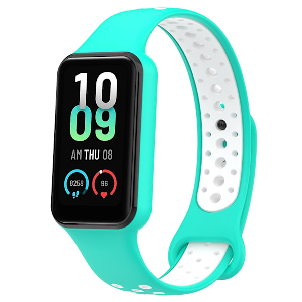 Tvåfärgad Silikonarmband för Amazfit Band 7 (FMY) Cyan   White