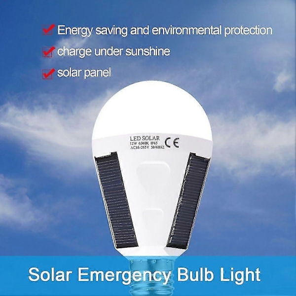 Aurinko LED-lamppu, E27 IP 65, Kannettava LED-hätälamppu koukulla (12W) (FMY)