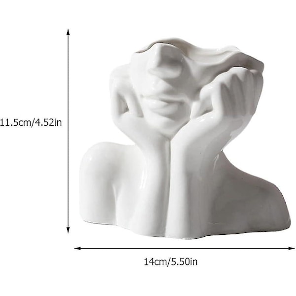 Keramisk ansiktsvase Kunstnerisk hodevase Kvinneansikt Planter Human Body Midtpunkt Vase For Hjem Kontor Bord Hylle Dekorasjon (hy)  (FMY)