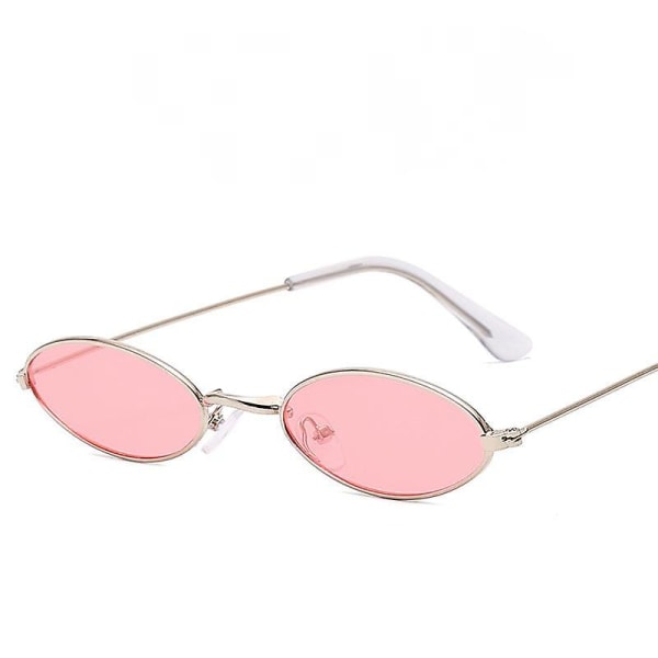 Vintage ovala solglasögon Små ovala solglasögon Mini Vintage Snygga runda glasögon För Kvinnor Flickor Män-rosa (FMY)