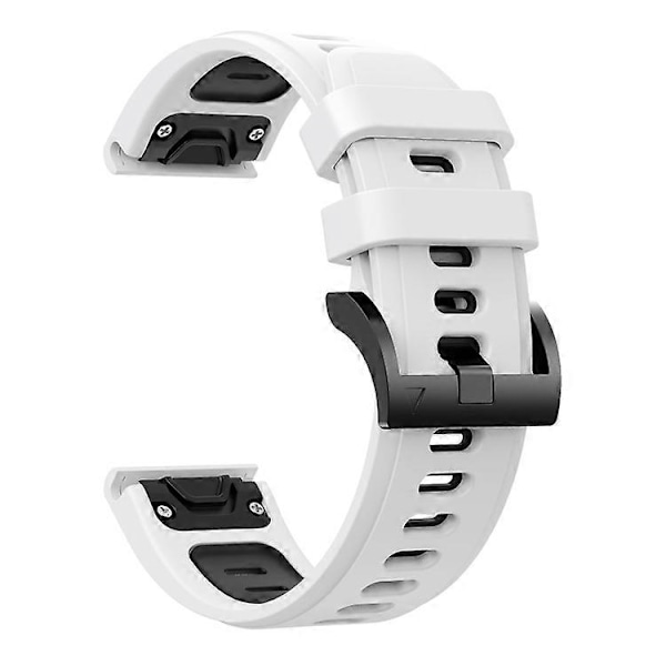 Garmin Fenix 6 Pro GPS:lle 22 mm:n kaksiväriset urheilulliset silikonirannekkeet (FMY) White-Black