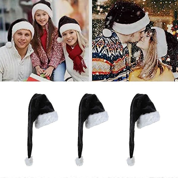 Julehatt i fløyel, unisex, komfortabel svart og hvit for voksne (FMY) 150cm