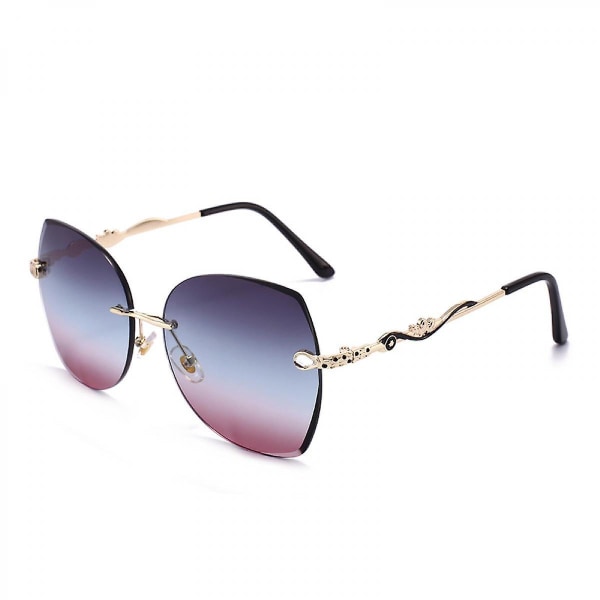 Retro fyrkantiga båglösa metallsolglasögon för kvinnor Uv400 (FMY)