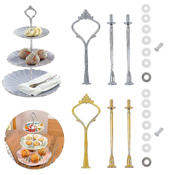 10 Sett Kake Stativ Beslagsett Lagdelt Brett For 3 Lags Kake Stativ Holder Hardware (FMY) Silver