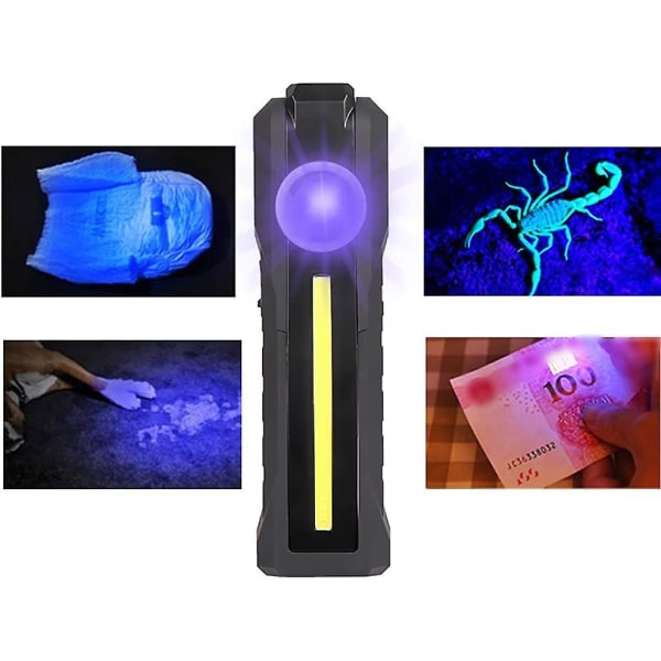 UV Desinfektionslommelygte, Bærbar Mini UV Sterilisator, UVC Desinfektionsstav, LED+COB Bakteriedræbende Lommelygte, Til Bil Hjem Skole