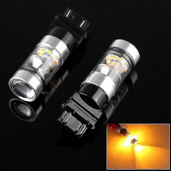 2 stk Canbus for Jeep Grand Cherokee 2011 2012 2013 3157 LED Dagkjørelys Pærer P27/5w P27/7w T25 Auto DRL Lampe (FMY) 2pcs LED Yellow