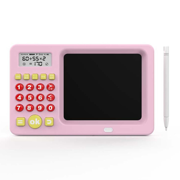 2-i-1 Matte- og Skrivetavle for Barn - Rosa/Blå, Lær Matteoperasjoner Addisjon, Subtraksjon, Multiplikasjon, Divisjon, LCD-skjerm (FMY) pink