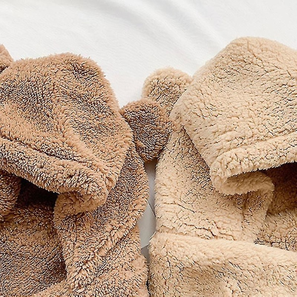 3 i 1 hat tørklædehandsker sæt vintervarme søde bjørneører Plys hættetrøje kasket Casual Solid Thicken Cotton (FMY)