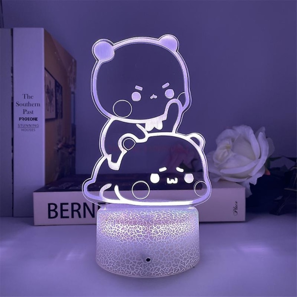 Bubu Dudu Panda-karhuhahmot leluja LED-valoilla, väri vaihtuu, kirkas teline, kotiin, koristeluun, juhliin (FMY) Black 16 colors