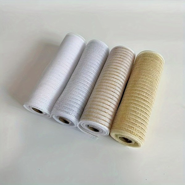 4 Pak Deluxe Plastik Mesh Båndruller - Alsidigt, Genanvendeligt og Let at Forme Håndværk Net til Kransfremstilling, Sæsonbestemte Dekorationer og  (FMY) 4pcs Style 4
