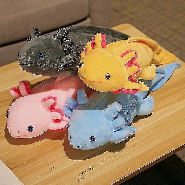 45-80cm Kawaii Värikäs Salamandrin Pehmolelu Täytetty Söpö Axolotl Salamandrin Pehmeä Pehmolelu Kala Rauhoittava Pitkä Tyynytyyny Lasten Lahja (FMY) yellow 45cm