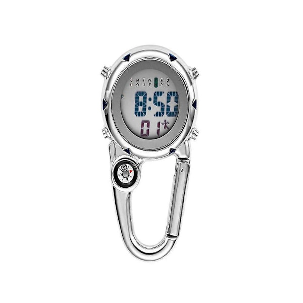 Auspicious-karabinhage Ur Clip-On Multifunktionel Karabinhage Quartz Ur Lysende Urskive Fob Digitalur Blue