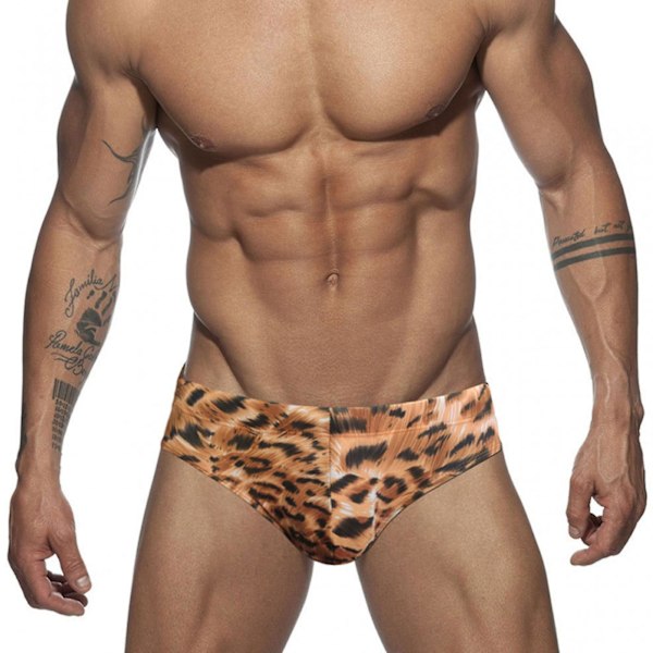 Mænds Sommer Badebukser Lavtaljede Hurtigtørrende Tiger Print Badebukser Åndbare Slim Fit Badebukser (FMY) L