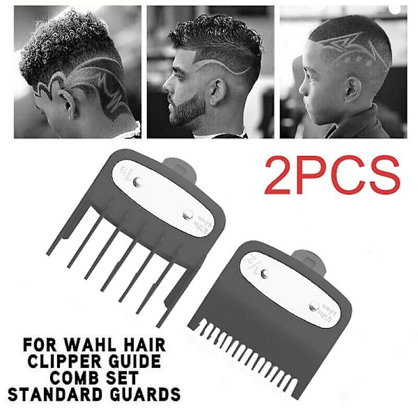 2 stk. Hårklippes Grænsekam Guide 1,5 mm/4,5 mm Størrelse Barber Udskiftning Til (FMY) Black  silver