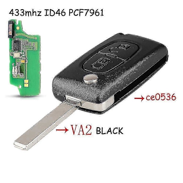 Citroen C2 C3 C4 C5 C6 C8 Xsara Picasso Ce0523 Ce0536 Va2/hca Terä 434mhz Ask Fsk 2 Painiketta Kaukosäädin (FMY)