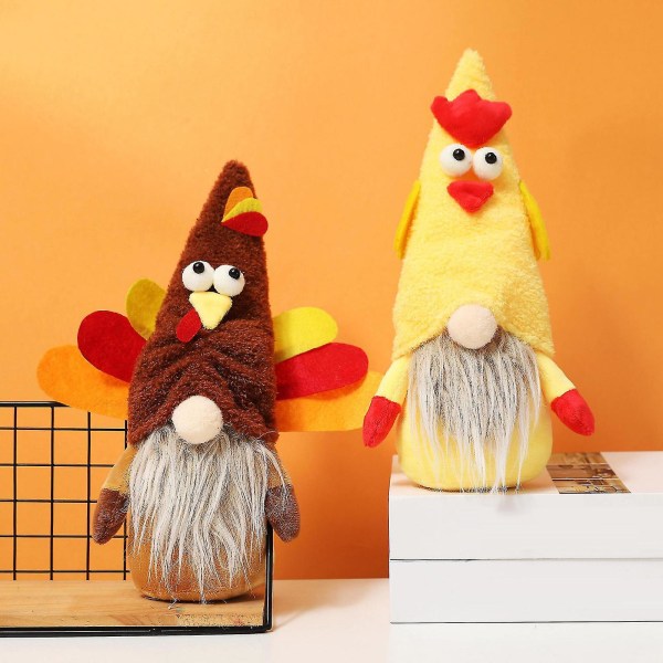 Ansiktsløs kalkunhatt Dvergdekorasjon bomull Thanksgiving Furry Touch Gnome Doll Home Decor (FMY)