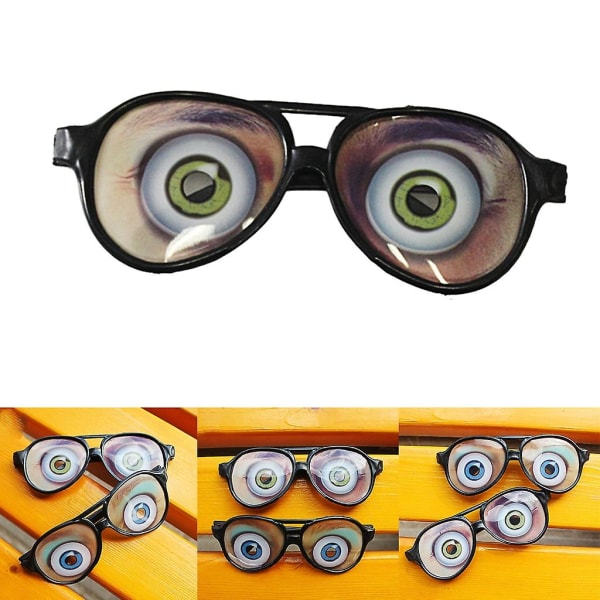 Halloween Trick Toy Joke Funny Eyes Glasses Prank Disguise Eyeglass Halloween Fools Day Party Accessory For Women Men  (FMY)