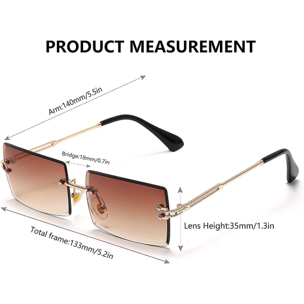 Firkantede solbriller til kvinder Mænd Indfattede trendy mode rektangulære solbriller UV-beskyttelse Retro vintage damesolbriller (FMY)