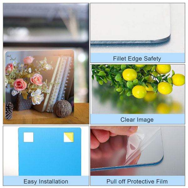 Itsekiintopintaiset peililaatat, 2 mm paksu akryyli, seinälle liimattavat peililevyt, irrotettavat peilitarrat kodin sisustukseen (FMY) 15cm-5.91in