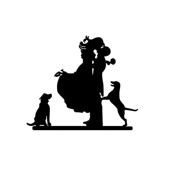 Kagefigur i par med hunde-stil til bryllup / jubilæum / fødselsdagsfest (sort)  (FMY)