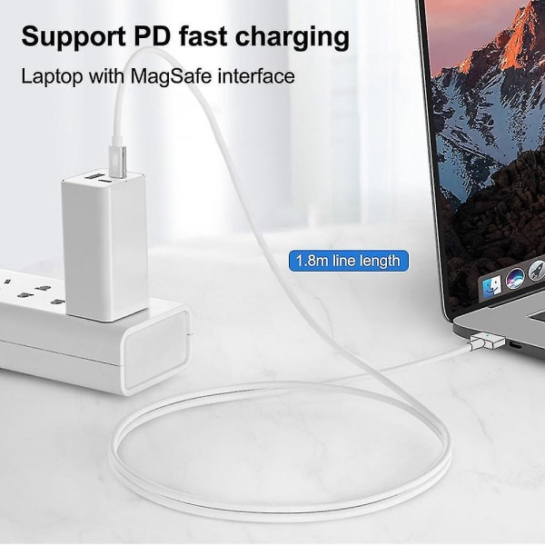 Fonken USB -c Female - Magsafe 2 -latauskaapelisovitin Macbook Pro Air 100w Laturin power 1,8m (FMY) white