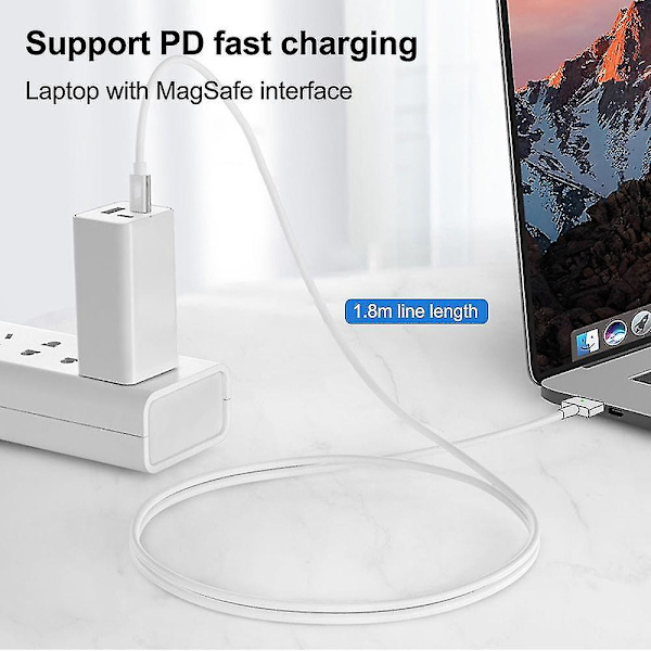Fonken USB-C Hunn til MagSafe 2 Ladeadapterkabel for Macbook Pro Air 100W Ladeadapter 1.8m (FMY) white