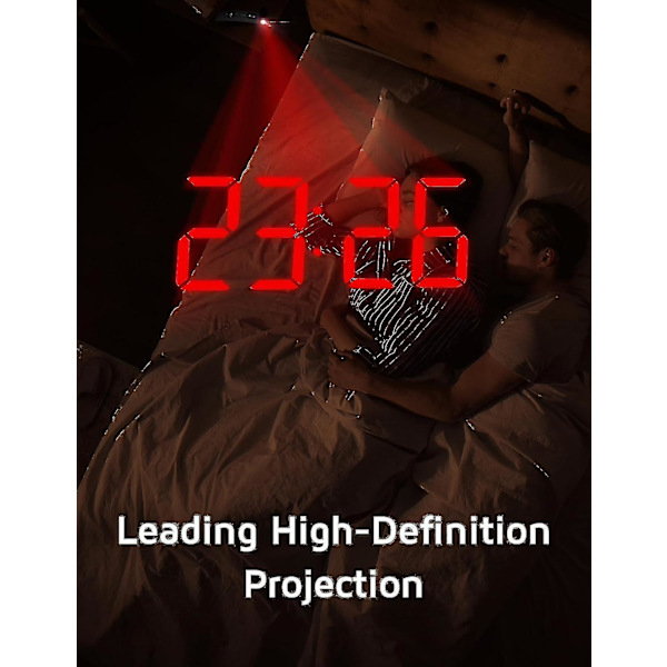 Projektio-herätyskello, digitaalinen kello 180 asteen kääntyvällä projektorilla, 3 tasoinen kirkkaushimmennin -sx  (FMY) Red Digit red Projection
