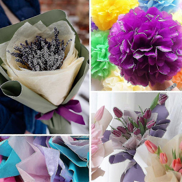 Silkespapper - 66 st Färgat konstsilkespapper för presentinslagning, pappersblommor, A5-storlek (FMY)