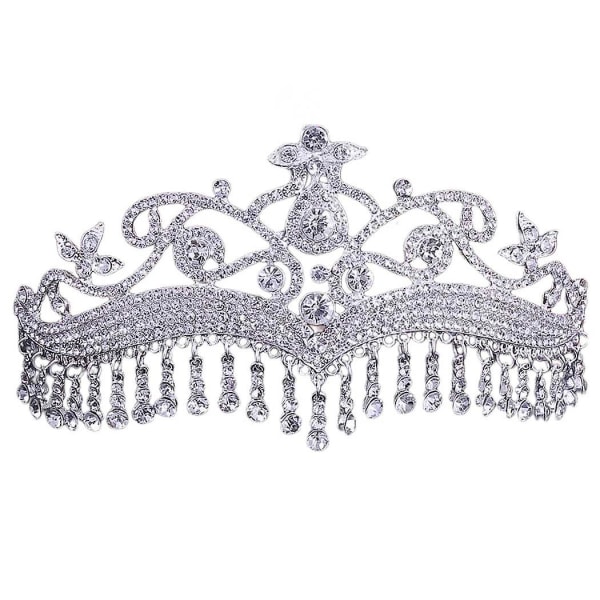 Barok Bryllupskrone Sølv Dronning Krystalbrud Tiara Brudehovedbeklædning Rhinestone-hårtilbehør til kvinder og piger,wz-1511 (FMY)