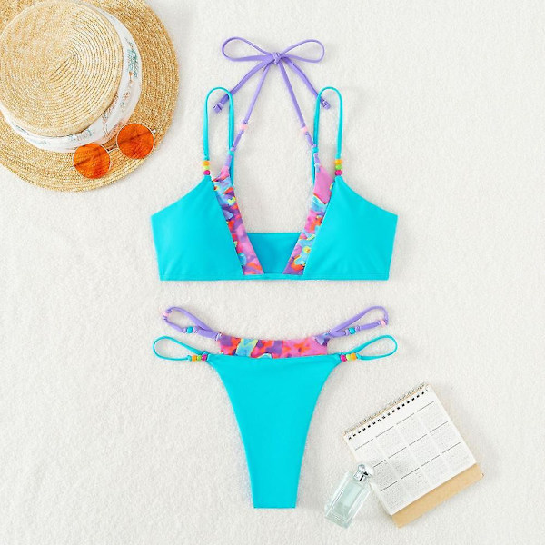 \"Kontrastivärinen Bikini Uimapuku Kolmio Bikini Uimapuvut Kesäranta Uimapuku Uimapuku Naisten Uimapuku Jaettu Uimapuku (L)\" (FMY)
