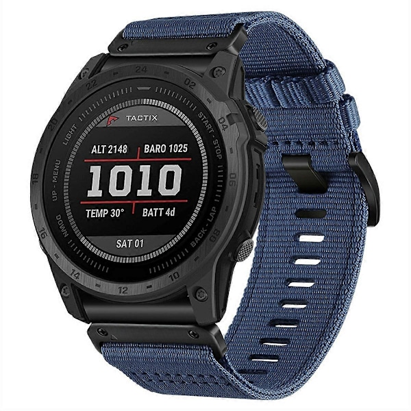 Klockarmband för Garmin Fenix 8 51mm/ Enduro 3/ Instinct 2X Universal 26mm Snabbfäste Nylon Canvas Klockarmband (FMY) Blue