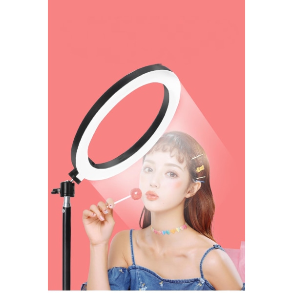 26 cm Led-selfie-rengasvalo Himmennettävä rengaslamppu valokuvavideokameran valo jalustalla (FMY)