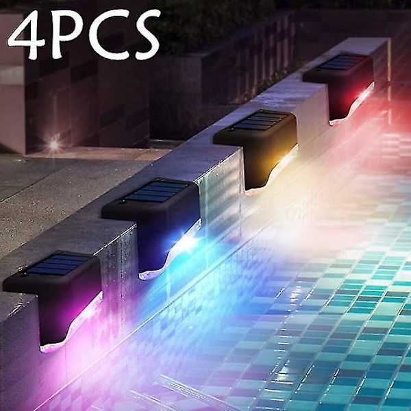 4-pack Sol-drivna Poolside-lampor med Färgbyte Vattentäta Lampor för Pooltillbehör Nattlampor för Trädgård, Trappor (FMY) 4PCS