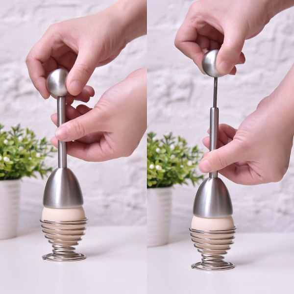 Ägg Topper med Äggkopp, Äggöppnare, Äggkutter, Rostfritt Stål, 14 cm (FMY)
