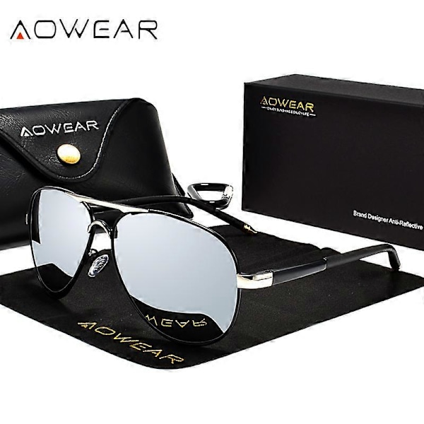\"AOWEAR Aviatorsolglasögon för män Polariserade spegelsolglasögon för män HD Körning Polaroid Solglasögon lunettes de soleil homme\" (FMY) 8503 Brown AOWEAR