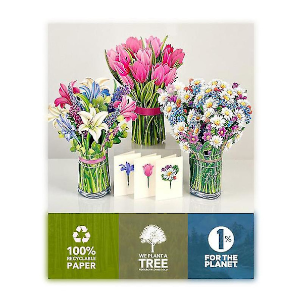 Paperi Pop Up -kortit, 12 tuuman kokoinen ikuinen kukkakimppu 3D Pop Up -tervehdyskortti (FMY) English Daffodils