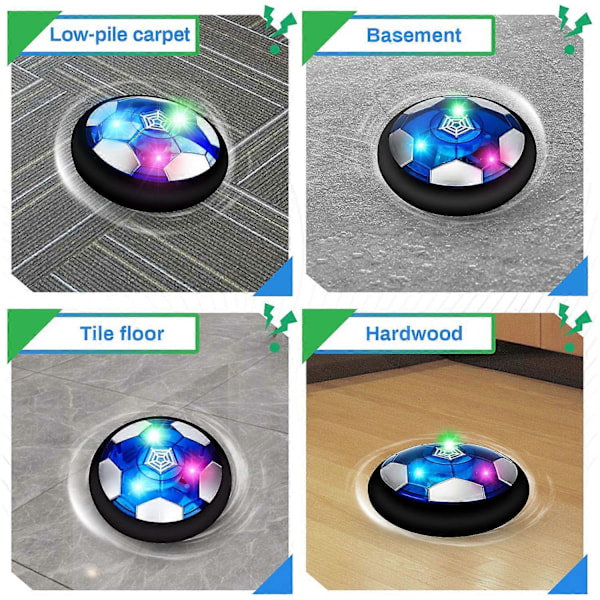 Hover Fodbold, Genopladelig Luftdrevet Flydende Fodbold med LED-lys, Indendørs Udendørs Sportsbold 18CM (FMY)