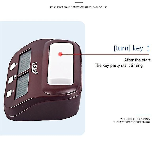 Leap Schackur, Digital Schacktimer & Speltimer, 3-i-1 Multifunktionell Bärbar Professionell Klocka (FMY) As shown