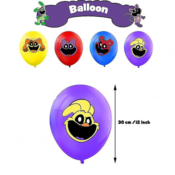 Smilende Critters Horrorspil Børn Voksne Fødselsdagsfest Dekoration Ballon Banner Kage Toppers Sæt Festartikler Kits Festartikler  (FMY)
