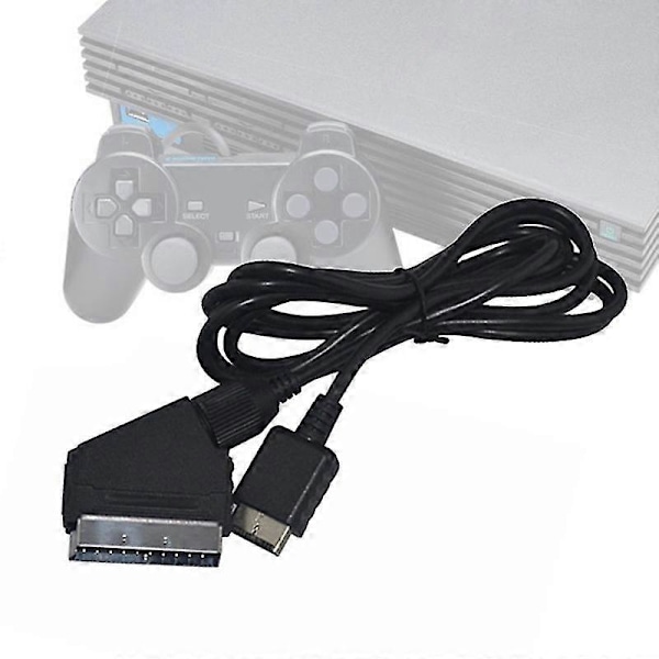 1.8m RGB Scart TV AV-kabel udskiftningskabel kompatibelt med Sony Playstation PS2 3 (FMY) Black