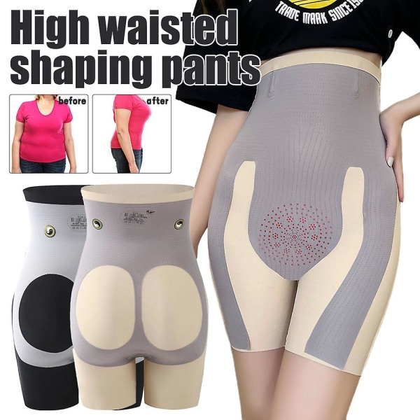 Kvinnor Hög Midja Body Shaper Fiber Restaurering Shaper Grafen Honungskaka Åtdragning Shapewear Stjärtlyft Mage Kontroll Byxor  (FMY) Skin Color L