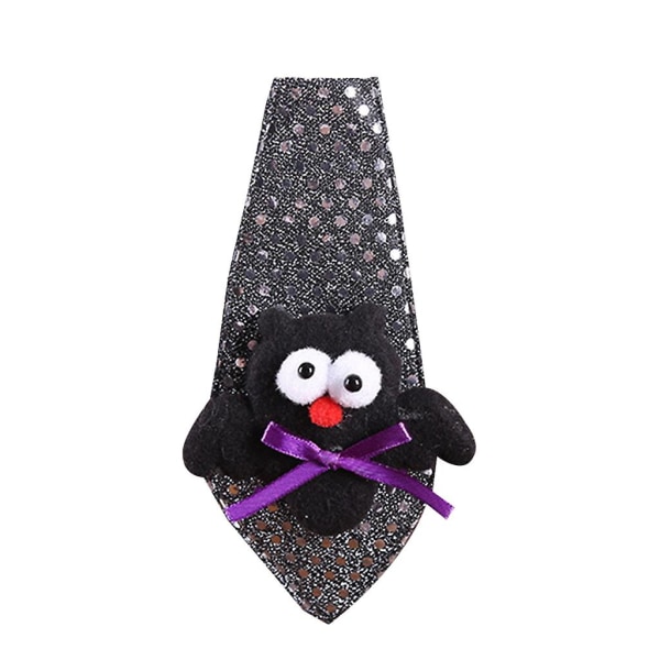 Halloween kiiltävät paljetit Valmiiksi sidottu kravatti sarjakuva Bat Ghost Pumpkin pehmolelu aikuisille lapsille kimaltelevat kaulasolmiot juhlat Cosplay-asusteet (FMY)