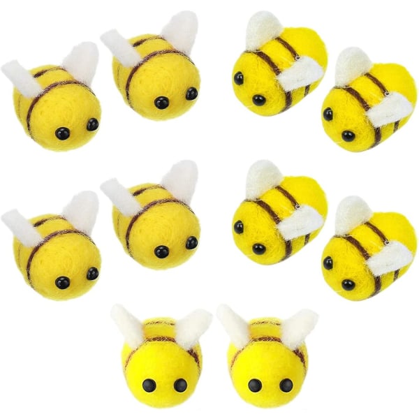 10 Stk Filt Bee Decorations,diy Uld Filt Bee Crafts,uld Filt Bee Pynt til gør-det-selv-håndværk Festtøj Hat Kostume Home Decoration
