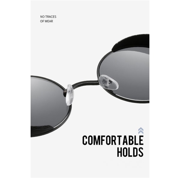 Retro Steampunk-stil unisex-inspirerte runde metallsirkelpolariserte solbriller for menn og kvinner-transparente (FMY)