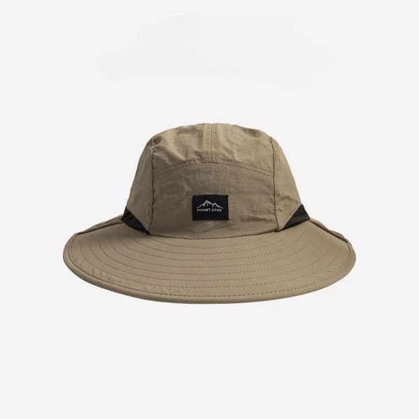 Unisex Sommer Bredskyggede Vandtætte og Hurtigtørrende Panama Kasketter Udendørs Skygge Bucket Hatte Mesh Åndbar Solhat med Nakke Klap(FMY) khaki