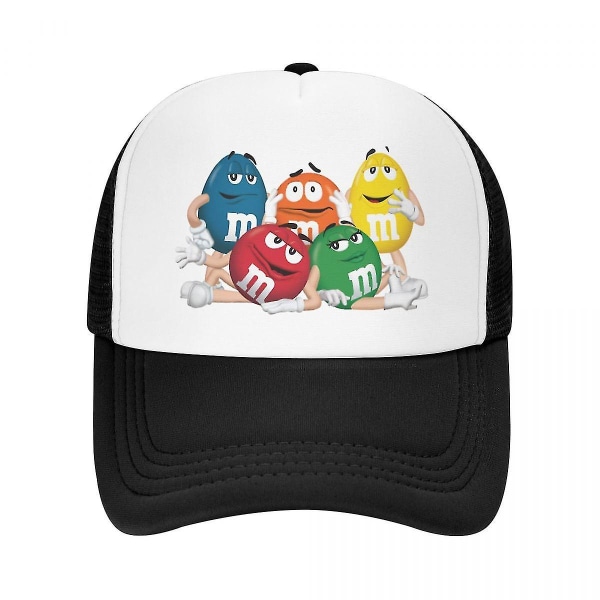 Personlige M&M's Chokolade Baseball Cap Udendørs Mænd Kvinder Justerbar Sjov Candy Meme Trucker Hat Forår (FMY) White