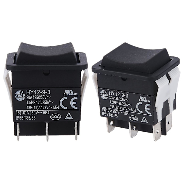 HY12-9-3 Liten Industriell Av/På Sikker Buespenningsbryter Enpolet Vippebryter Trykknapp (FMY) 2PCS